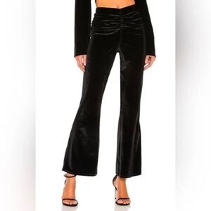 Michael Costello x REVOLVE Ruched Flared Pant Black Velvet Size Small